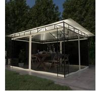 vidaXL Tonnelle avec Moustiquaire et Lumières Belvédère de Jardin Pavillon d'Extérieur Tente de Réception Chapiteau Barbecue