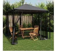 vidaXL Tonnelle avec parois en filet anthracite 2,93x2,93 m acier, tonnelle de jardin, tonnelle de patio, pavillon, tonnelle d'extérieur Anthracite