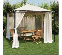 vidaXL Tonnelle avec parois en Filet crème 2,93x2,93 m Acier, tonnelle de Jardin, tonnelle de Patio, pavillon, tonnelle d'extérieur, Grand tonnelle