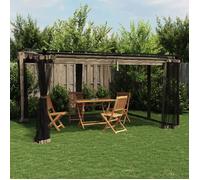 vidaXL Tonnelle avec parois en filet taupe 4x3 m acier, tonnelle de jardin, tonnelle de patio, pavillon de jardin, tonnelle 4003913