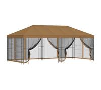 vidaXL Tonnelle avec parois latérales, 6 x 3 m, beige en polyester et acier 190, tonnelle de jardin et de terrasse, tonnelle d'extérieur moderne, abri polyvalent, tente de réception avec parois en