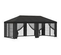 vidaXL Tonnelle avec parois latérales 6 x 3 m en polyester et acier anthracite - Tente de jardin élégante pour terrasse et jardin - Tonnelle moderne avec parois latérales en maille - Ensemble de
