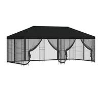 vidaXL Tonnelle avec parois latérales 6 x 3 m en polyester et acier noir - Gazebo de jardin et de terrasse - Tonnelle d'extérieur moderne polyvalente - Tente de réception avec parois en filet