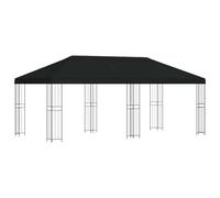 vidaXL Tonnelle avec parois latérales 6 x 3 m en polyester et acier noir pour jardin et terrasse, protection des événements en plein air, gazebo de détente, événements urbains, couverts