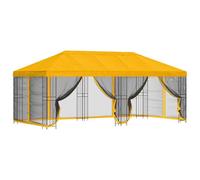 vidaXL Tonnelle avec parois latérales, 6 x 3 m, jaune en polyester et acier 190, tonnelle de jardin et de terrasse, tonnelle d'extérieur moderne, abri polyvalent, tente de réception avec parois en