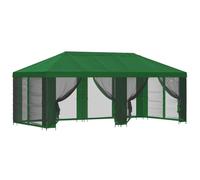 vidaXL Tonnelle avec parois latérales, 6 x 3 m, vert en polyester et acier 190, élégante tente de jardin, pour terrasse et jardin, tonnelle moderne avec parois latérales en filet, ensemble de