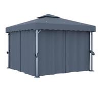 vidaXL Tonnelle avec rideau 3x3 m Anthracite Aluminium
