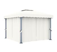 Vidaxl Tonnelle Avec Rideau 3x3 M Blanc Crème Aluminium Blanc