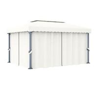 vidaXL Tonnelle avec rideau 4x3 m Blanc crème Aluminium Blanc G