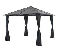 Vidaxl Tonnelle Avec Rideau Aluminium 3x3 M Noir Noir