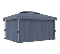 Tonnelle avec Rideau 4x3 m Anthracite Aluminium Chapiteau Pavillon vidaXL