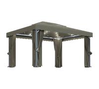 Vidaxl Tonnelle Avec Rideau Et Guirlande Lumineuse À Led 4x3 M Taupe