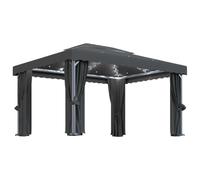 vidaXL Tonnelle avec rideau et guirlande lumineuse LED 4x3m Anthracite 3070355