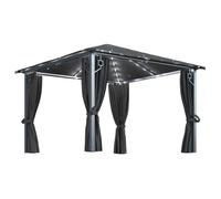 vidaXL Tonnelle avec rideau et lumières LED 3x3 m Anthracite Aluminium 3070333