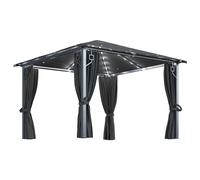 Vidaxl Tonnelle Avec Rideau Et Lumières Led 3x3 M Anthracite Aluminium Blanc