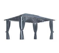 Vidaxl Tonnelle Avec Rideau Et Lumières Led 4x3 M Anthracite Aluminium Blanc