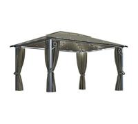 vidaXL Tonnelle avec rideau et lumières LED 4x3 m Taupe Aluminium 3070337