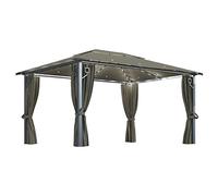 vidaXL Tonnelle avec rideau et lumières LED 4x3 m Taupe Aluminium 3070337