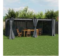 vidaXL Tonnelle avec rideaux anthracite 6x3 m acier, tonnelle de jardin, tonnelle de patio, pavillon de jardin 4003921
