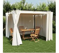 vidaXL Tonnelle avec rideaux crème 3x3 m acier, tonnelle de jardin, tonnelle de patio, pavillon de jardin 4003917