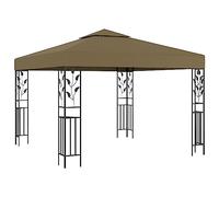 vidaXL Tonnelle Belvédère de Patio Chapiteau de Jardin Pavillon d'Extérieur Mariage Fête Camping Pique-Nique 3x3 m 3x3 m Taupe 180 g/m²