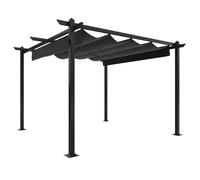 Tuinprieel met uittrekbaar dak 3x3 m antracietkleurig318535