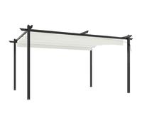 Tuinprieel met uittrekbaar dak 4x3 m crÃmekleurig318537