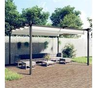 Tuinprieel met uittrekbaar dak 4x3 m crÃmekleurig318537