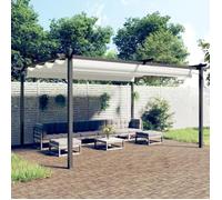 Tuinprieel met uittrekbaar dak 4x3 m crÃmekleurig318537