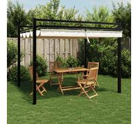 Vidaxl Tonnelle De Jardin Avec Toit Rétractable Crème 3x3 M Aluminium
