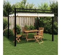 Vidaxl Tonnelle De Jardin Avec Toit Rétractable Crème 3x3 M Aluminium
