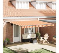 vidaXL Store rétractable Automatique avec LED Jaune et Orange 450 x 300 cm, résistant aux UV, pour l'extérieur Sombre, Style Moderne, réglable, Pare-Soleil, Balcon, Protection Contre Les intempéries