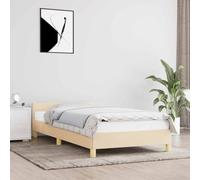 vidaXL Cadre de Lit avec Tête de Lit Sommier à Lattes Lit Rembourré Cadre à Lattes Lit Simple Adulte Chambre Intérieur Crème 90x200 cm Tissu