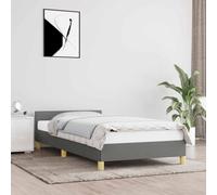 vidaXL Cadre de Lit avec Tête de Lit Sommier à Lattes Lit Rembourré Cadre à Lattes Lit Simple Adulte Chambre Intérieur Gris Foncé 90x200 cm Tissu