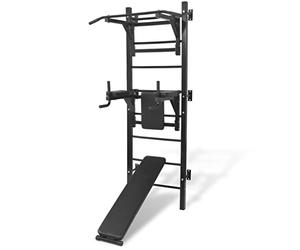 vidaXL Tour de Musculation Murale Multifonctions Exercices Fitness Barre de Traction Pull-up Station de Dip Levée Abdominaux Salle de Gymnase Noir