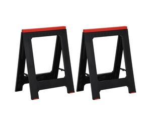 vidaXL TrÃ©teaux de travail pliables 2 pcs PP Noir et rouge 350 kg