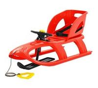 Traîneau avec Siège et Volant Luge Glisseur de Neige Ensemble de Jouet d'Extérieur Corde de Traction Rouge 102,5x40x23cm Polypropylène