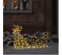 vidaXL Traîneau tiré par un renne Blanc chaud 30 x 12 x 54.5 cm PET, Décor de Noël LED moderne, figurines de rennes chic, 42018970