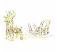 vidaXL Traîneau tiré par Un Renne Blanc Chaud 30 x 12 x 54,5 cm Pet, Décor de Noël LED Moderne, Figurines de Rennes Chic, décorations saisonnières pour intérieur et extérieur, éclairage Chaleureux