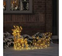 Vidaxl Traîneau Tiré Par Un Renne Blanc Chaud 30 X 12 X 55 Cm Pet