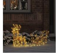 Traîneau tiré par un renne avec 160 LED Blanc chaud Figurines de Noël vidaXL vid