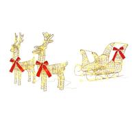 vidaXL Traîneau tiré par Un Renne Blanc Chaud 30 x 12 x 55 cm Pet, Salon, Éclairage Moderne, Alimentation USB, Thème Blanc Chaud, Décor pour Les fêtes, Ornement Noël, Traîneau Renne