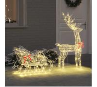 vidaXL Décoration saisonnière Traîneau tiré par un renne Acrylique Blanc chaud LED