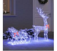 Traîneau tiré par un renne Acrylique Décoration de Noël Figurine Festif vidaXL v