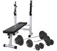 vidaXL Trainingsbank met gewichtenrek en halterset 120 kg275375 Uniforme G