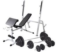 vidaXL Trainingsbank met gewichtenrek en halterset 120 kg275376 Uniforme G