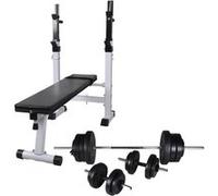 vidaXL Trainingsbank met gewichtenrek en halterset 60,5 kg275361 Uniforme G
