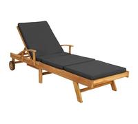 vidaXL Transat 1-Personne Brun et Gris foncé Bois de Teck Massif, Mobilier Moderne et résistant à l'eau, sièges extérieurs élégants, transat réglable, Fauteuil Durable