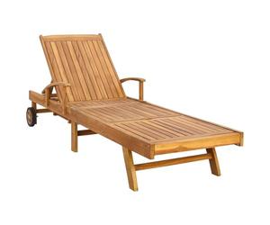 vidaXL Transat 1-Personne Marron Bois de Teck Massif, Mobilier Moderne et résistant à l'eau, sièges extérieurs élégants, transat réglable, Fauteuil Durable