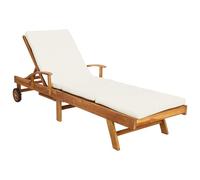 vidaXL Transat 1-Personne Marron et Crème Bois de Teck Massif, Mobilier Moderne et résistant à l'eau, sièges extérieurs élégants, transat réglable, Fauteuil Durable